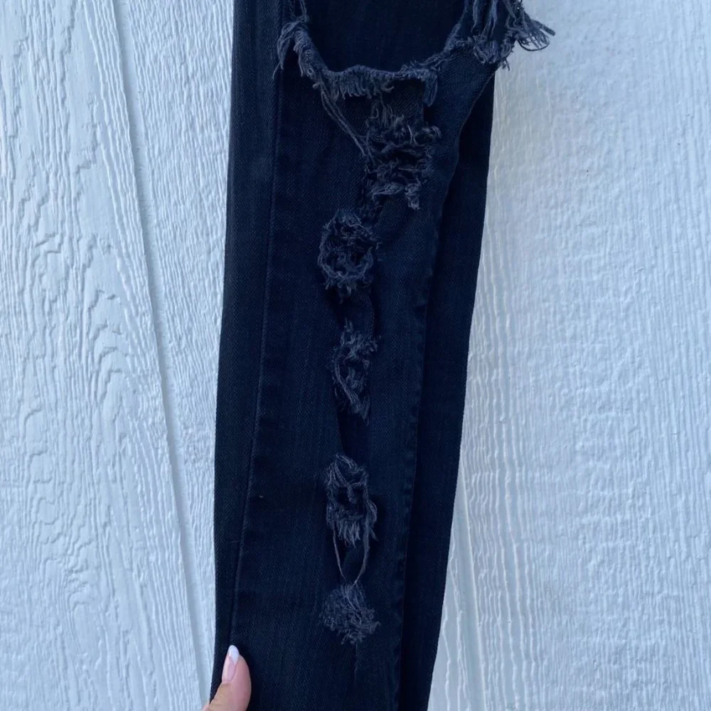 Carmar Destroyed Black Denim Jeans Ripped Distressed Size 27 - Picture 9 of 10